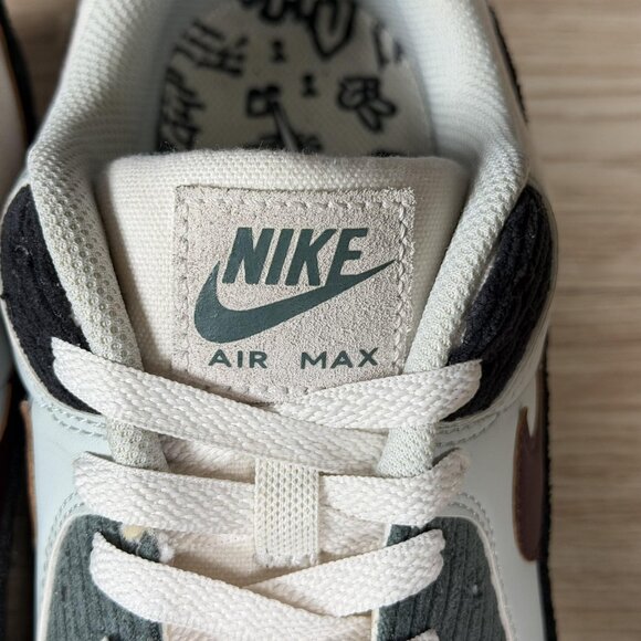 Nike Air Max 90 PRM Shoes Mens Size 9.5 White Black Burgundy Sneakers FV6059-001 - Picture 5 of 10